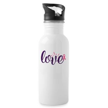 Liebe - Trinkflasche mit integriertem Trinkhalm - Weiß - Rechts