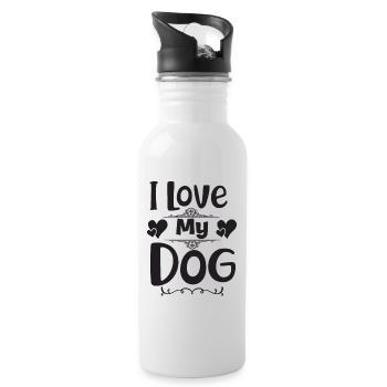 J’aime mon chien - Gourde avec paille intégrée - blanc - Droite
