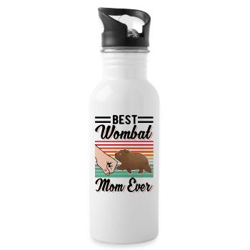 Best Wombat Mom Ever - Trinkflasche mit integriertem Trinkhalm - Weiß - Rechts