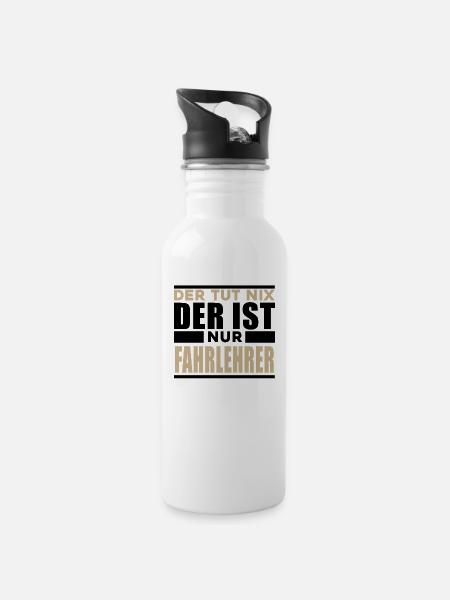 Fahrlehrer - Trinkflasche mit integriertem Trinkhalm - Weiß