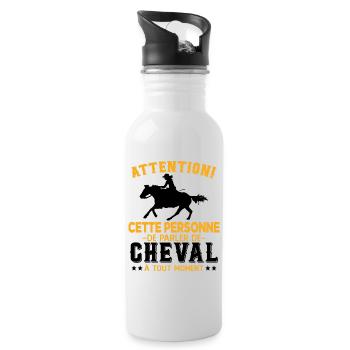 Cette Personne Risque Parler De Cheval Tout Moment - Gourde avec paille intégrée - blanc - Droite