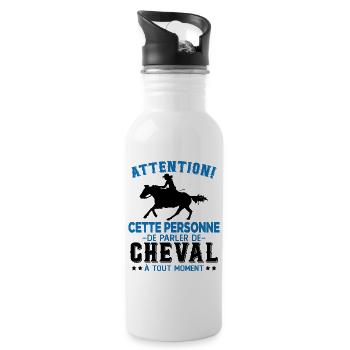 Cette Personne Risque Parler De Cheval Tout Moment - Gourde avec paille intégrée - blanc - Droite