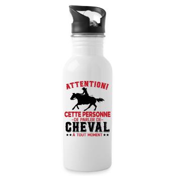 Cette Personne Risque Parler De Cheval Tout Moment - Gourde avec paille intégrée - blanc - Droite
