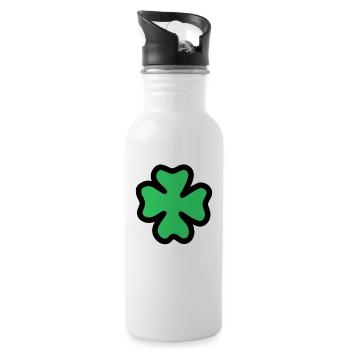four-leaf clover - Water bottle with straw - white - Right