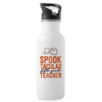 5th Grade Teacher Halloween Matching School Fifth - Water bottle with straw - white - Right