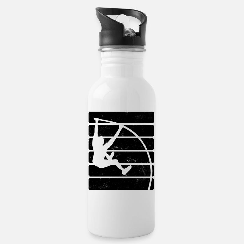 Stabhochsprung - Trinkflasche mit integriertem Trinkhalm - Weiß