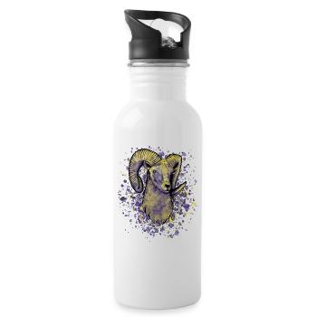 Bunter Widder Sternzeichen - Trinkflasche mit integriertem Trinkhalm - Weiß - Rechts