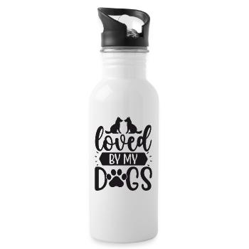 Loved by my dogs - Water bottle with straw - white - Right