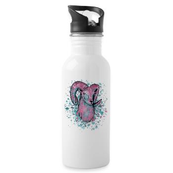 Widder Vaporwave - Trinkflasche mit integriertem Trinkhalm - Weiß - Rechts