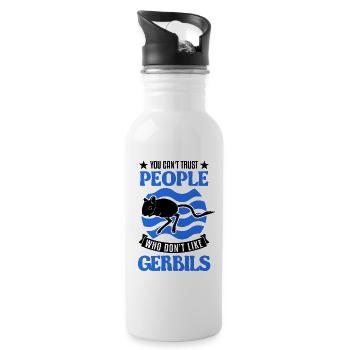 Gerbil Geschenk Rennratte Rennmaus - Trinkflasche mit integriertem Trinkhalm - Weiß - Rechts