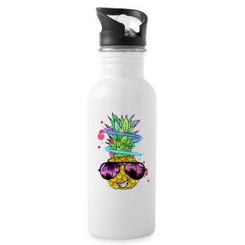 cool pineapple with neon spiral - Water bottle with straw - white - Right