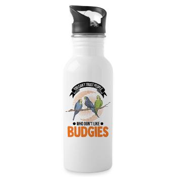 Budgie Gift Welli Cockatiel - Water bottle with straw - white - Right