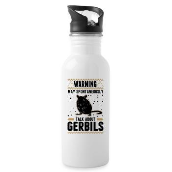 Warnung Gerbil Rennratte Rennmaus - Trinkflasche mit integriertem Trinkhalm - Weiß - Rechts