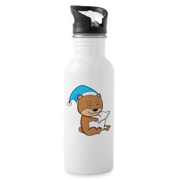 Dog dog breed Shiba Inu - Water bottle with straw - white - Right