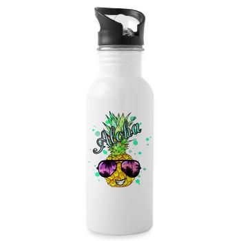 Ananas Aloha avec des éclaboussures de peinture - Gourde avec paille intégrée - blanc - Droite