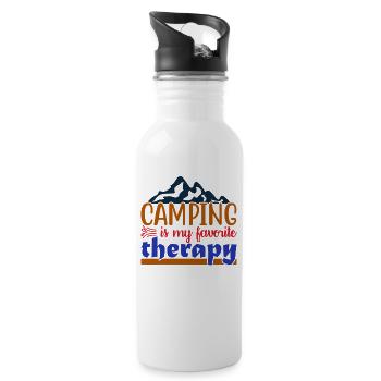 Camping Camper Nature funny saying - Water bottle with straw - white - Right