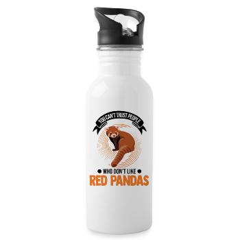 Red Panda Gift Cat Bear - Water bottle with straw - white - Right