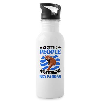 Red Panda Gift Cat Bear - Water bottle with straw - white - Right