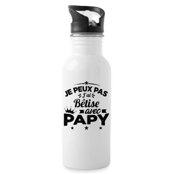 Je peux pas J'ai Bêtise Avec Papy Cadeau - Gourde avec paille intégrée - blanc - Droite