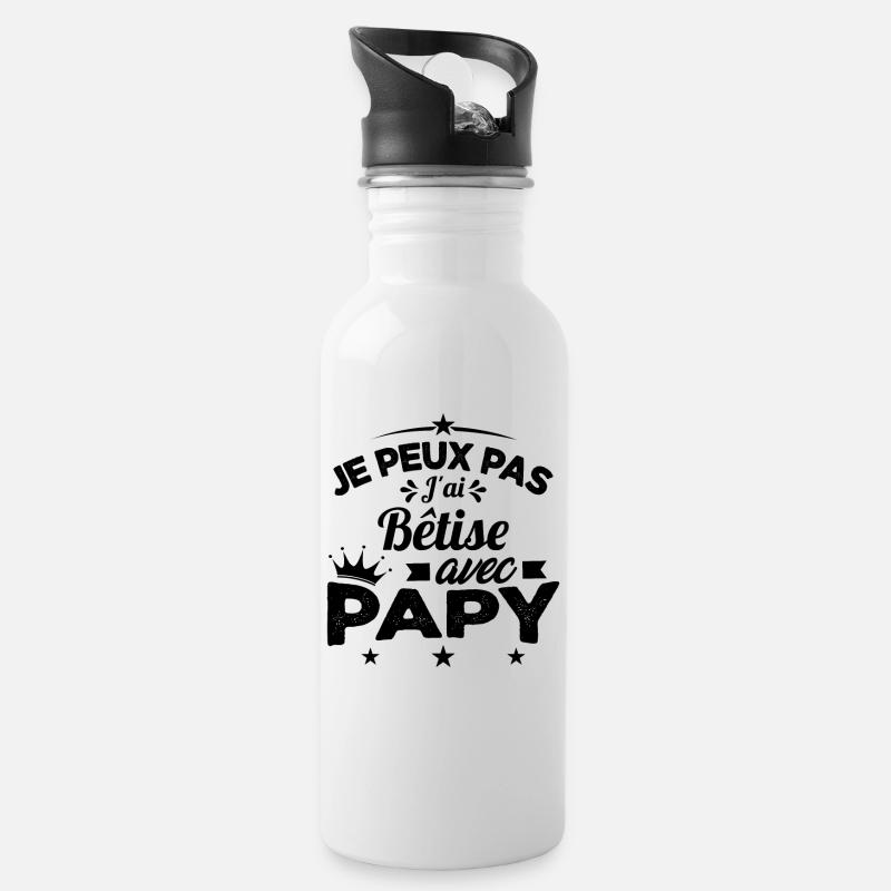 Je peux pas J'ai Bêtise Avec Papy Cadeau - Gourde avec paille intégrée - blanc