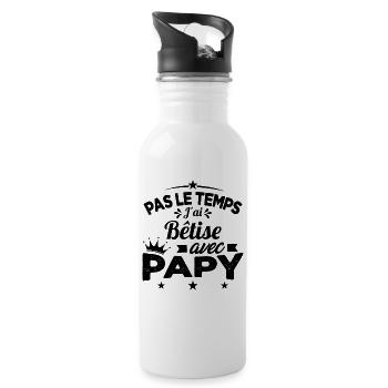 Pas le temps J'ai Bêtise Avec Papy Cadeau - Gourde avec paille intégrée - blanc - Droite