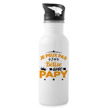 Je peux pas J'ai Bêtise Avec Papy Cadeau - Gourde avec paille intégrée - blanc - Droite
