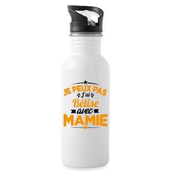 Je peux pas j'ai bêtise avec mamie Cadeau - Gourde avec paille intégrée - blanc - Droite
