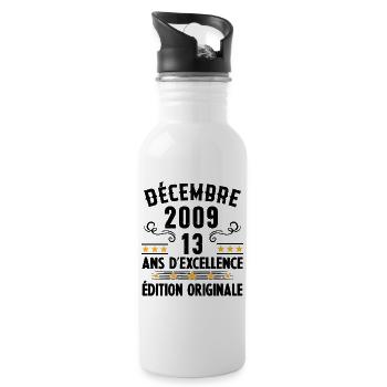 Cadeau Anniversaire Vintage 13 Ans Décembre 2009 - Gourde avec paille intégrée - blanc - Droite