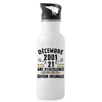 Cadeau Anniversaire Vintage 21 Ans Décembre 2001 - Gourde avec paille intégrée - blanc - Droite