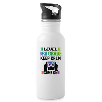 Level 3RD GRADE keep calm and game on - Trinkflasche mit integriertem Trinkhalm - Weiß - Rechts