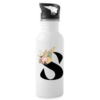 letter S flowery - Water bottle with straw - white - Right