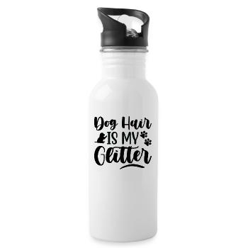 Hundehaar ist mein Glitzer - Trinkflasche mit integriertem Trinkhalm - Weiß - Rechts