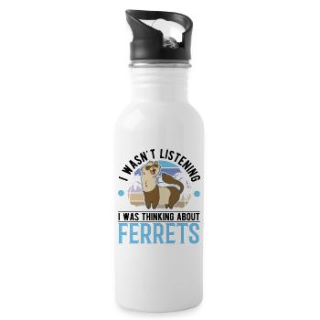 Ferret Lover Ferret Gift - Water bottle with straw - white - Right