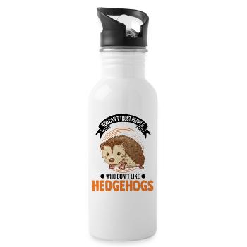 Igel Geschenk Stacheligel - Trinkflasche mit integriertem Trinkhalm - Weiß - Rechts