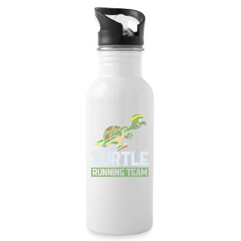Turtle running team neu - Trinkflasche mit integriertem Trinkhalm - Weiß - Rechts
