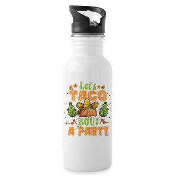 Let's Taco Bout A Party Taco Birthday - Water bottle with straw - white - Right