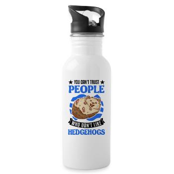 Igel Geschenk Stacheligel - Trinkflasche mit integriertem Trinkhalm - Weiß - Rechts