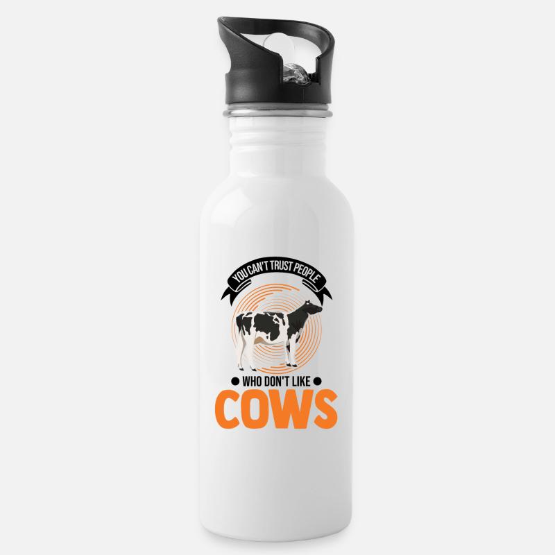 Cow Gift Farmer Cattle Breeder Vaches - Gourde avec paille intégrée - blanc