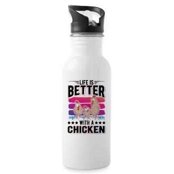 Life is better with a Chicken Farmer Chickens - Water bottle with straw - white - Right