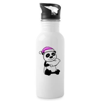 Panda with pillow and sleeping cap - Water bottle with straw - white - Right