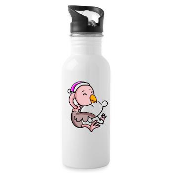 Strauß mit Kissen und Schlafmütze - Trinkflasche mit integriertem Trinkhalm - Weiß - Rechts