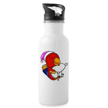 Parrot with pillow and sleeping cap - Water bottle with straw - white - Right