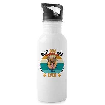 Best dog dad of all time - Water bottle with straw - white - Right