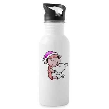 Sheep with pillow and sleeping cap - Water bottle with straw - white - Right