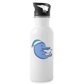 Delfin mit Kissen und Schlafmütze - Trinkflasche mit integriertem Trinkhalm - Weiß - Rechts