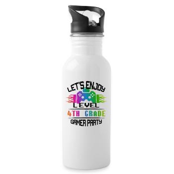Level 4TH GRADE keep calm and game on - Water bottle with straw - white - Right