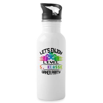 Level 5. KLASSE keep calm and game on - Trinkflasche mit integriertem Trinkhalm - Weiß - Rechts