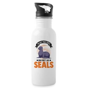 Seal Gift Sea Lion Seal - Water bottle with straw - white - Right