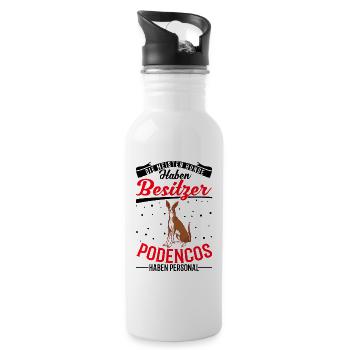 Podenco Personal Spanischer Windhund Ibizan Hound - Trinkflasche mit integriertem Trinkhalm - Weiß - Rechts