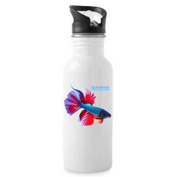 Siamese fighting - Water bottle with straw - white - Right